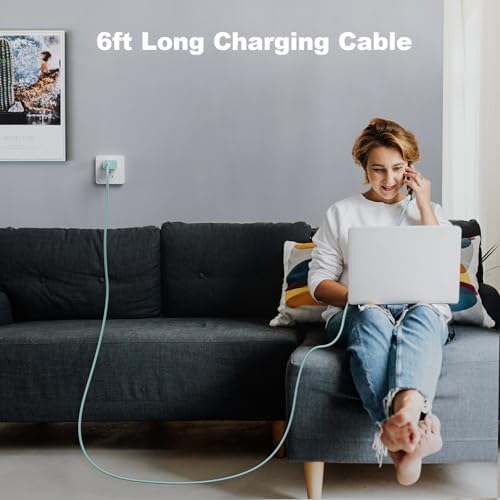 Dynamic Power Trio: 20 W USB-C Wall Charger Set with 6 ft Colorful Cable for i Phone 16/15 Pro/Plus/Pro Max & i Pad – Fast Charging Made Stylish and Convenient for On-the-Go Lifestyles | Compact Design for Effortless Portability and Enhanced Device Compatibility