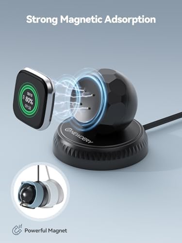 NEWDERY Retractable USB-C Smartwatch Charger Dock: Portable Charging Solution for Pixel Watch 3, 2 & Fitbit Sense 2/Versa 4, 3 – Effortless Power for Active Lifestyles with USB A Adapter & Tangle-Free Design – Essential Smartwatch Accessory for On-the-Go Users