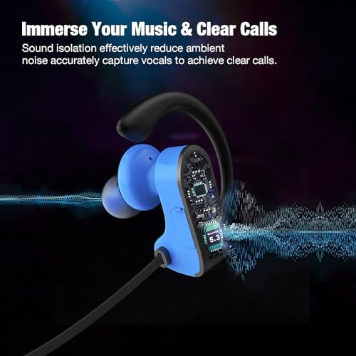 Elevate Your Active Lifestyle with IPX7 Waterproof Bluetooth Wireless Earbuds – 16-Hour Playtime, Exceptional Sound Isolation & Built-in Mic for Effortless Hands-Free Calls – Ideal for Gym, Running, and Outdoor Adventures