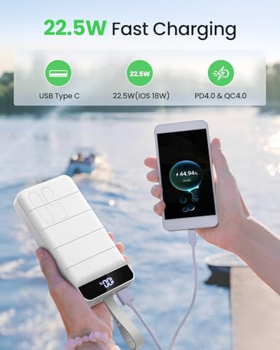 High-Capacity 50000 m Ah Portable Power Bank with Fast Charging 22.5 W – Multi-Device USB-C Battery Pack for i Phone, Samsung Galaxy & More – Ultimate Reliability for On-the-Go Charging
