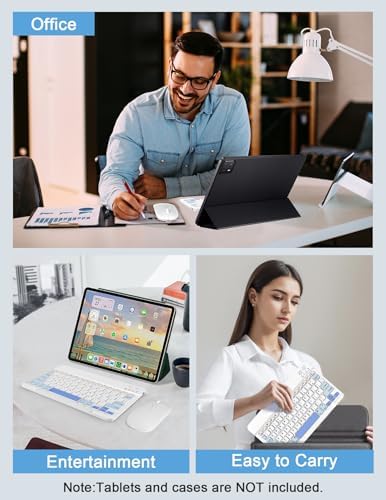 Sleek Wireless Keyboard and Mouse Combo – Rechargeable Bluetooth & 2.4 GHz USB for i Pad, Smartphone, PC & Laptop – Ergonomic Design for Ultimate Comfort in White – Elevate Your Workspace Efficiency!