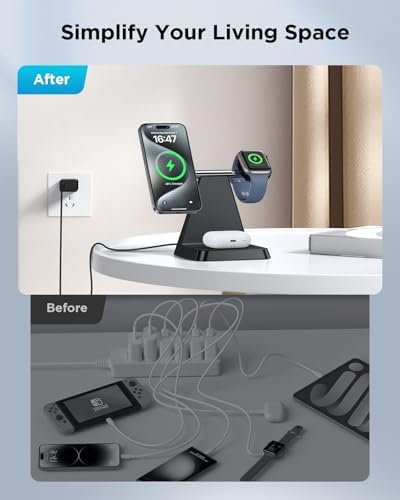 Revolutionary 3-in-1 Wireless Charging Station for i Phone 15-16 Pro Max – Fast, Magnetic Charger Dock for Seamless Device Management and Clutter-Free Living Space