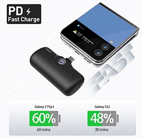 Compact i WALK 4,800 m Ah Portable Charger – High-Speed 18 W PD Power Bank with Built-in USB-C for Seamless Charging of i Phone 15/16/Pro/Max & Samsung Galaxy S25/S24/S23 – Ideal Travel Companion for On-the-Go Power Solutions