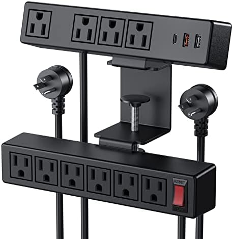 Maximize Workspace Efficiency with VILONG’s Dual Layer Desk Clamp Power Strip – 10 Outlet & 3 USB Charging Station, 20 W Edge Mount Surge Protector with 3 Ft Extension Cord for Home & Office Use – Clutter-Free Power Solution for All Devices