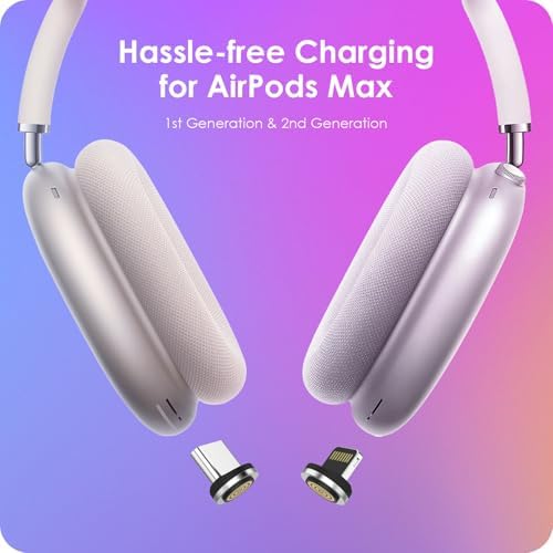 Magnetic Headphone Charging Station for Air Pods Max (2020/2024) – Dual Lightning & Type-C Connector Dock for Enhanced Compatibility and Quick Power-Up – Stylish Starlight Design for Home or Office Use
