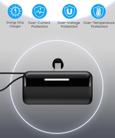 Compact Dual-Pack Portable Power Bank 5500 m Ah with Built-in Cables and Stand – 22.5 W Fast Charger for i Phone 16/15/14, Samsung Galaxy & Android Devices – Lightweight Travel Essential for Quick Charging and Easy Portability – Smart LED Display for Battery Life Monitoring