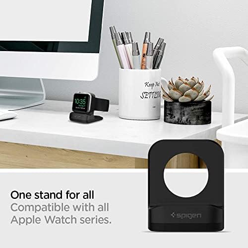 Spigen S350 Apple Watch Charger Stand – Durable TPU Dock with Non-Slip Base for Enhanced Stability and Fast Charging – Compatible with Ultra 2/1, Series 10, SE2, and More – Optimal Charging Solution for All Apple Watch Sizes – Sleek Design for Desk or Nightstand Use