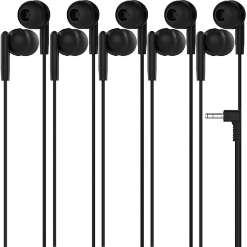 Maeline 20 Pack Bulk Earbuds – High-Quality Noise-Isolating In-Ear Headphones for Classroom and Travel – Comfortable 3.5 mm Wired Earphones for Kids and Adults – Durable Audio Solution for Phones, Computers, and Laptops – Sleek Black Design for Enhanced Listening Experience