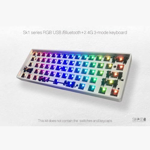 Unleash Your Creativity with the SK1 60% DIY Mechanical Keyboard Kit – Customizable RGB Hot-Swap Design for Enhanced Gaming and Typing, Tri-Mode Connectivity (Bluetooth 5.0, 2.4 GHz, Type-C), GH60 Compatible, Sleek White Finish – Perfect for Enthusiasts and Casual Users!