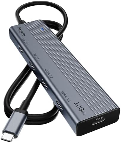 Revolutionize Your Connectivity with the Aceele 10 Gbps USB C Hub Splitter – Ultimate 4-Port Adapter Featuring Dual USB-A 3.2 & USB-C 3.2 for Mac Book Pro, i Mac, i Pad – High-Efficiency 100 W Power Delivery Charging – Seamless Device Integration for Swift File Transfers and Enhanced Productivity