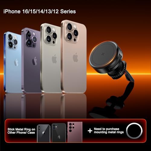 Revolutionary 15 W Mag Safe Car Charger with Retractable Cable – Advanced Magnetic Wireless Phone Holder for i Phone 12 to 16 Pro Max, 360° Adjustable Viewing, Ultimate Stability with Strongest Magnet Technology, Universal Air Vent Clip for Seamless Integration in All Vehicles – Fast Charging Convenience for a Tangle-Free Drive Experience