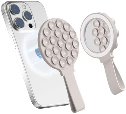 Mag Safe-Compatible Silicone Suction Cup Phone Mount with Integrated Mirror for Effortless Selfies and Video Calls – Hands-Free i Phone Accessory in Chic Pink for Ultimate Convenience and Versatility