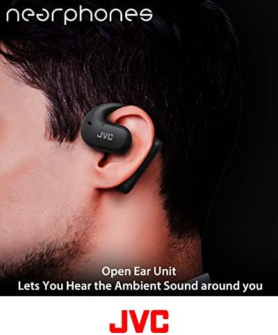 JVC Nearphones Open Ear True Wireless Headphones – Premium 16 mm Drivers for Deep, Rich Sound Quality, Ultra-Lightweight Design with 17-Hour Extended Battery Life, Versatile Single-Ear Usage Ideal for Active Lifestyles – Bluetooth 5.1 Enabled (Black) – Perfect for Daily Commutes and Sports Activities