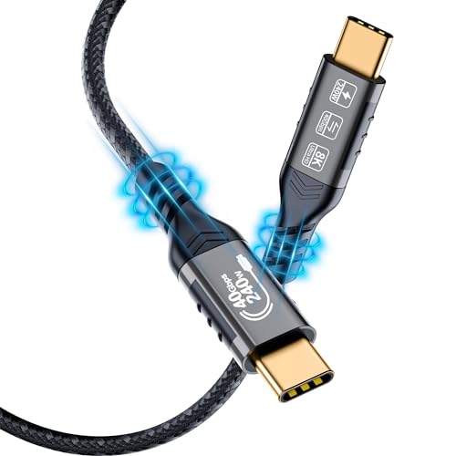 Transform Your Device Connectivity with Our 5 ft USB4 Cable – Unmatched 40 Gbps Data Transfer Speeds, 240 W Power Delivery for Rapid Charging, 8 K Video Output Support, and Full Thunderbolt 4/3 Compatibility for Enhanced Versatility and Durability