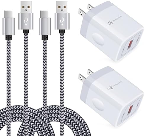Ultra-Fast Quick Charge 3.0 Wall Charger for LG Smartphones – Seamless Compatibility for Stylo 4/5/6, G Series, Velvet 5 G & More – Durable Nylon Braided USB Type C Cable Included – Safety Features for Hassle-Free Charging Experience – Ideal for On-the-Go Professionals and Students