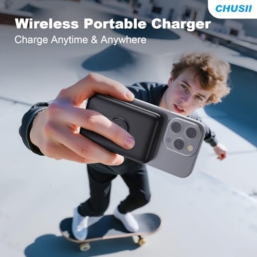 Mag Safe-Compatible 12000 m Ah Wireless Power Bank with Built-in Stand – Rapid PD 20 W Magnetic Charger for i Phone 16/15/14/13/12 Pro Series – Ultimate Travel Companion with Seamless Connectivity and Enhanced Device Usability