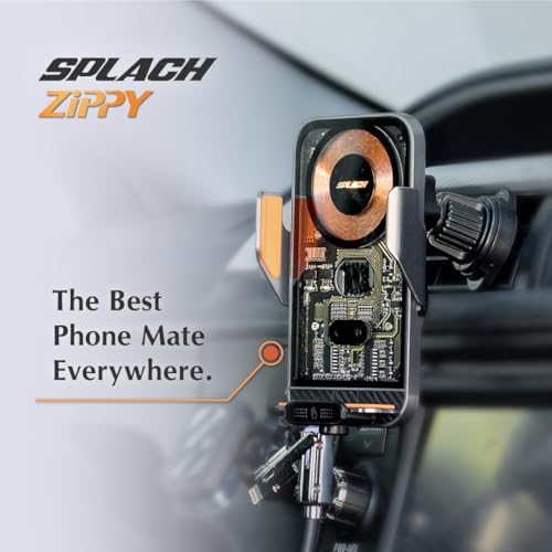 SPLACH Zippy Wireless Charging Phone Holder – Effortless Auto-Sensor Mount for i Phone, Samsung & Google (4.7″-6.8″) – Dual-Purpose Fast Charging Solution for Car & Office in Elegant Silver Finish – Elevate Your Mobile Charging with Seamless Accessibility and Robust Durability