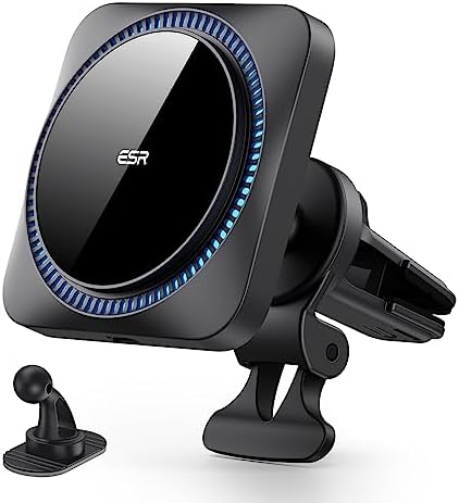 Revolutionize Your Drive with the ESR 15 W Mag Safe Car Mount Charger – Fast Wireless Charging for i Phone 12-16, Featuring Cryo Boost for Optimal Cooling, Apple-Certified Magnetic Phone Charger for Effortless Compatibility and Enhanced Performance on the Go