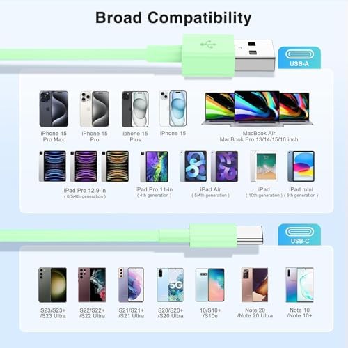 3-Pack Black [3.3FT+3.3FT+6FT] USB A to USB C Cable，USB to USB C Car Carplay Cable for iPhone 16 15 Pro Plus Pro Max，for iPad Pro/Air/Mini，for Samsung S24/S23/S22，for MacBook Pro/Air and More – Enhanced Compatibility and Speed