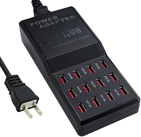 65 W 12-in-1 USB-C Charging Station for i Phone 16 Pro/Max, Mac Book Pro/Air & i Pad Pro | High-Speed Multi-Device Desktop Charger with 12 USB-C Ports & 5 ft Flat Power Cord | Perfect for Home & Office Efficiency and Clutter-Free Charging Solution