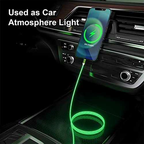 Illuminate Your Charging Experience with the 2 M/6 FT LED Lightning Charge Cable – Enhanced Apple Charger for Quick Sync and Data Transfer, Compatible with i Phone 13/12 Pro Max, 11 Pro, XR, XS Max, X, 8, 7, SE 2020, i Pad, and i Pod (Vibrant Blue) – Durable, Extra Long, Fast Charging Solution for Effortless Use in Low-Light Environments