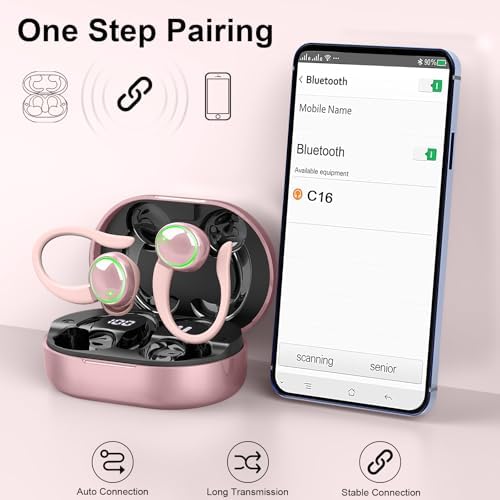 Elevate Your Fitness Experience with Premium Bluetooth 5.4 Wireless Earbuds – 50 Hours of Deep Bass Playback, Advanced ENC Noise Cancellation, and IP7 Waterproof Durability – Ideal for Gym Enthusiasts and Active Lifestyles with Secure Earhooks for Unmatched Comfort and Performance