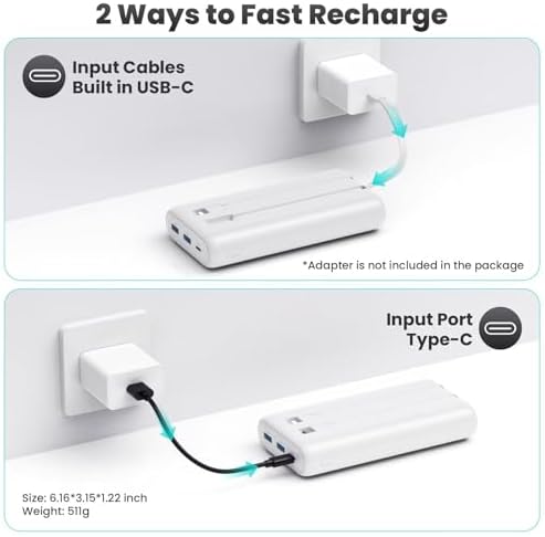 High-Capacity 25,800 m Ah Portable Charger Power Bank – Fast USB C Charging with Intelligent Smart IC, 3 USB Ports for Multi-Device Support – Ideal for i Phone 16/15/14, Galaxy, & Android – Reliable Power On-the-Go
