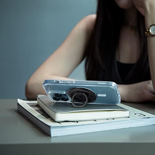 Spigen O-Mag Magnetic Phone Holder Grip for Mag Safe – Enhanced 360-Degree Rotation and Anti-Scratch Design for i Phone 16, 15, 14, 13, 12 Series & Galaxy S25/S24/S23 – Versatile Kickstand & Slip-Free Grip in Sleek Black (OM100) – Ultimate Compatibility with Magnetic Cases