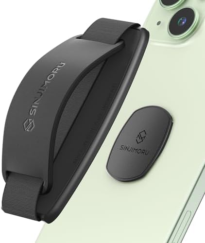 Sinjimoru S-Grip Clementine: Versatile Detachable Phone Grip & Kickstand for Wireless Charging – Anti-Drop Finger Holder for i Phone & Smartphones, Enhanced Stability & Flexibility for One-Handed Use, Ideal Desk Stand & Tablet Mount Accessory, Complete with 90-Day Warranty