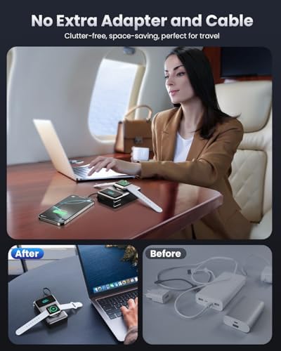 Versatile 4-in-1 Travel Charger with Integrated Wall Plug & USB-C Cables – 10800 m Ah Power Bank Featuring Magnetic Apple Watch Charging, QC4.0 & PD 25 W Fast Charging – Compact Solution for i Phone 16/15, Android Devices & More – Enhanced Portability & Smart Safety Features for On-the-Go Power