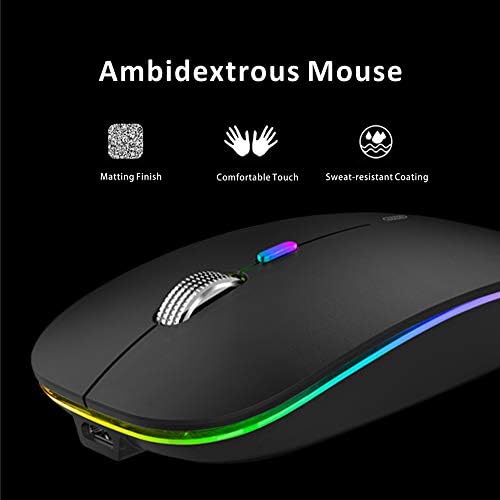 Uiosmuph G12 Slim Rechargeable LED Wireless Silent Mouse – Ultra-Portable USB Optical Computer Accessory with Type C Adapter for Seamless Compatibility and Noise-Free Operation in Blackish Green