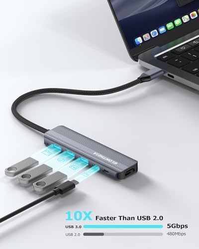 Maximize Your Mac Book’s Potential with Our Premium USB C Hub HDMI Multiport Adapter – 4 K Video Output, Lightning-Fast USB A & C Ports, 100 W Pass-Through Charging for On-the-Go Professionals – Compact, Durable Design for Seamless Connectivity and Enhanced Productivity