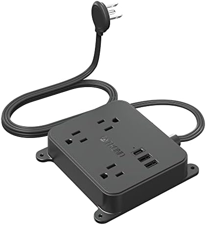 TROND Ultra Thin Flat Extension Cord with 3 USB Ports and 3 AC Outlets – Sleek Wall-Mount Power Strip for Smart Charging in Small Spaces – Perfect for Home, Dorms, and Workstations – Compact Surge Protector for Modern Electronics