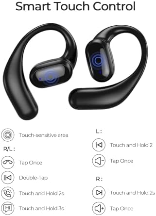 Ultimate Open Ear Bluetooth 5.3 Earbuds: Secure Sports Headphones with 75-Hour Playtime, Sweat-Resistant Design, Rapid Charging, and Digital Display Case for Music and Gaming Enthusiasts – Perfect for Active Lifestyles and Enhanced Audio Awareness