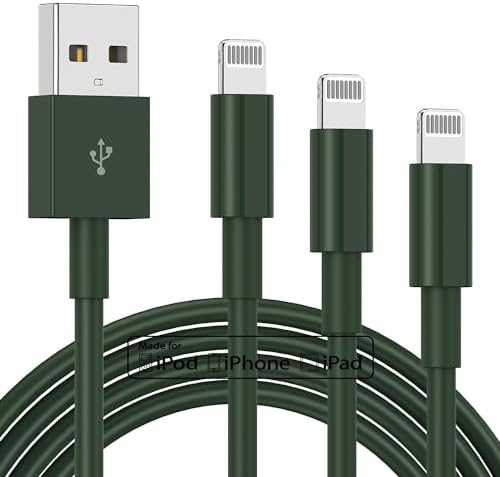 Premium 3-Pack Apple MFi Certified Lightning to USB Charger Cables – 6 FT Durable Fast Charging Cords for i Phone 13/12/11/11 Pro/11 Max/X/XS/XR/XS Max/8/7/6 – Enhanced Performance and Extended Reach for Seamless Device Connectivity