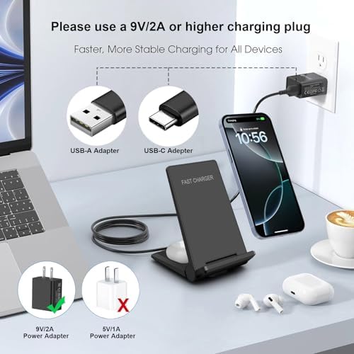 25 W Dual Wireless Charging Station – Foldable Fast Charger for i Phone 16/Pro/15/14/13/12/11/Plus/SE/X & Samsung/LG Devices – Portable Induction Pad with Air Pods Compatibility – Intelligent Overcharge Protection for Home & Office Use
