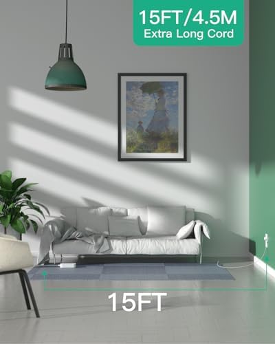 Versatile 10 Ft Braided Power Strip with Flat Plug – 4 Outlets & 3 USB Charging Ports for Effortless Device Management, Overload Protection, and Space-Saving Wall Mount Design for Home and Office Use