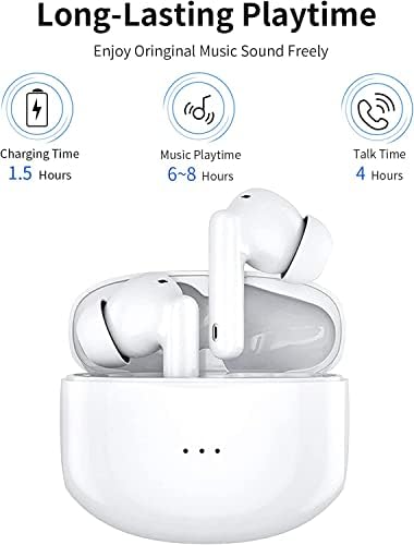 Elevate Your Listening Experience with Premium Wireless Earbuds Featuring Advanced Active Noise Cancelling – IPX7 Waterproof Bluetooth Headphones for Seamless i Phone & Android Connectivity – Ergonomically Designed In-Ear Fit with Touch Control & Portable Charging Case – Perfect for Music, Gaming, and Calls in Any Environment (White)