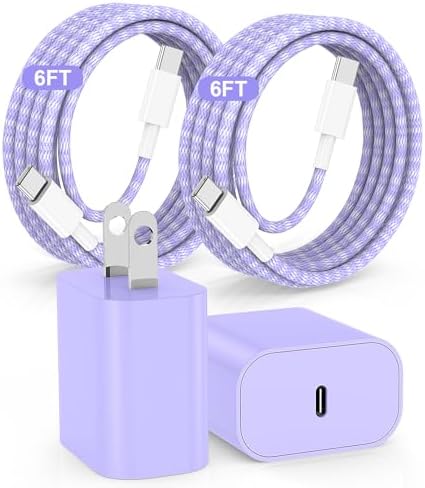 Rapid Charge 3-Pack USB-C Fast Charger Kit for i Phone 15 & 16 Pro Max – 20 W Power Blocks with Robust 6 ft & 10 ft Braided Cables – Ultra-Fast Charging Solution for i Pad Pro 13/12.9 – Sleek, Portable Wall Charger for Everyday Convenience
