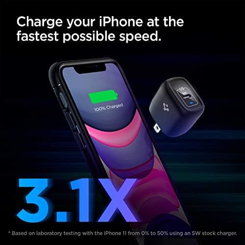 Spigen 40 W Dual USB-C Wall Charger with Ga N Technology – Fast Charging for i Phone 15 Pro Max, Mac Book Air & Galaxy Z Flip 5 | Compact, Foldable Design for On-the-Go Convenience | Dual 30 W Output for Simultaneous Device Charging | Optimal Efficiency & Durability for Modern Tech Users