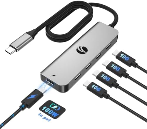 Unlock Ultimate Connectivity with the VCOM 10 Gbps USB C Hub: 5-Port Multiport Adapter Featuring 100 W Power Delivery for Lightning-Fast Charging and Data Transfer – Perfectly Designed for Mac Book Pro, Surface Pro, Dell, and HP Users – Ideal Portable Solution for Busy Professionals on the Move