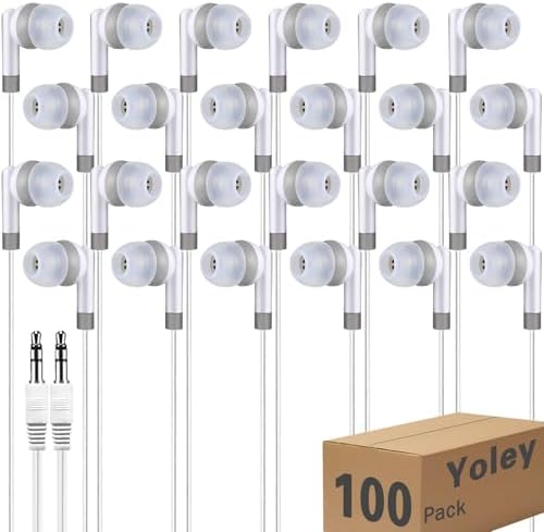 Bulk Earbud Headphones 50-Pack – Premium Wired Earphones for Classrooms & Group Learning, Exceptional Durability & Sound Quality, Perfect for Kids, Teens & Adults – Versatile Comfort for Family Activities & Educational Use (Black)