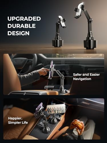 LISEN Adjustable Cup Phone Holder for Cars – 360° Long Neck Mount for Hands-Free Driving in SUVs, Trucks, and Golf Carts – Secure Fit for 4-7″ Smartphones Including i Phone, Samsung, and Google – Maximize Stability and Safety for Effortless Navigation and Communication
