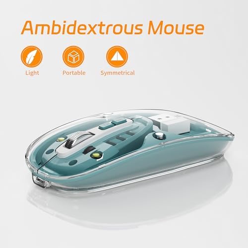 Experience Unmatched Versatility with the Uiosmuph Tri-Mode Bluetooth Mouse – Wireless, USB-C Rechargeable, and Quiet Click Design for Seamless Multi-Device Connectivity – Stylish Transparent Cover and Battery Level Indicator – Perfect for Laptops, Macs, and i Pads – Sleek Yellow Finish for Enhanced Productivity