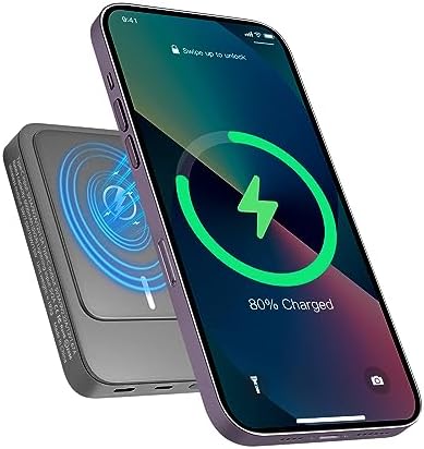 Ultra-Thin 10000 m Ah Magnetic Power Bank – 15 W Fast Wireless Charger with Aluminum Alloy Design for Seamless Mag Safe Compatibility, Lightweight Portable External Battery for Smartphones & Tablets