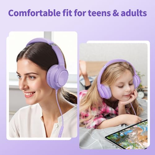 Versatile Over-Ear Wired Headphones with Integrated Microphone – Premium Sound Experience with Foldable Design and 4.9 ft Tangle-Free Nylon Cord – Perfect for Travel, Daily Use, and Multimedia Engagement (Black)
