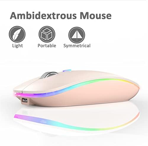 Uiosmuph G12 Slim Rechargeable LED Wireless Silent Mouse – Ultra-Portable USB Optical Computer Accessory with Type C Adapter for Seamless Compatibility and Noise-Free Operation in Blackish Green
