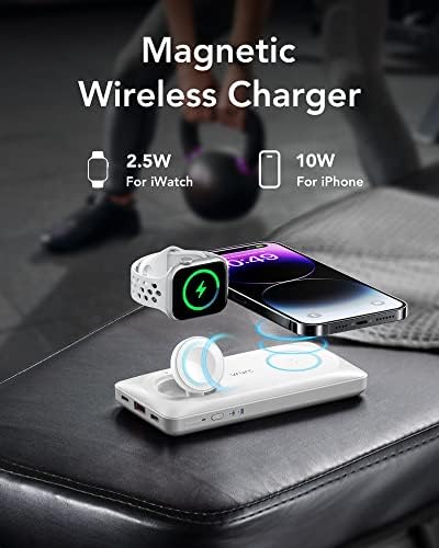 VRURC 10000 m Ah Magnetic Portable Charger – 3-in-1 Fast Wireless Charger for i Phone 14/13/12 Series, Apple Watch & Air Pods – 22.5 W Quick Charge Power Bank in Stylish Pink – Ultimate On-the-Go Charging Solution with Enhanced Compatibility