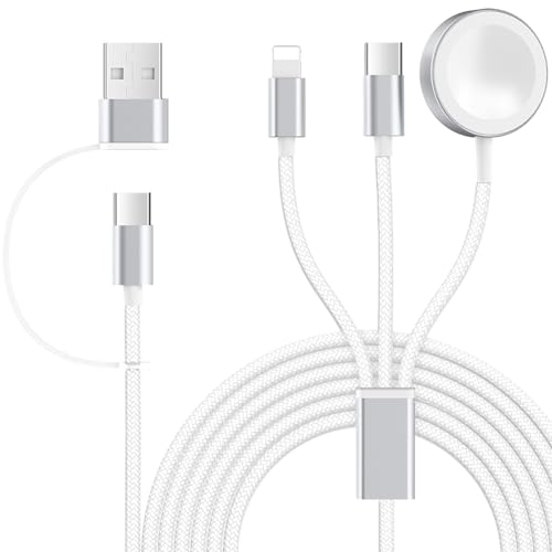 Ultimate 3-in-2 USB C Fast Charging Cable for Apple Watch & i Phone | 4 FT Multi-Device Charger for Apple Watch Ultra/Series 10-3 & i Phone 16-12, Galaxy S25 | Streamlined Power Delivery & Clutter-Free Solution for Busy Lifestyles