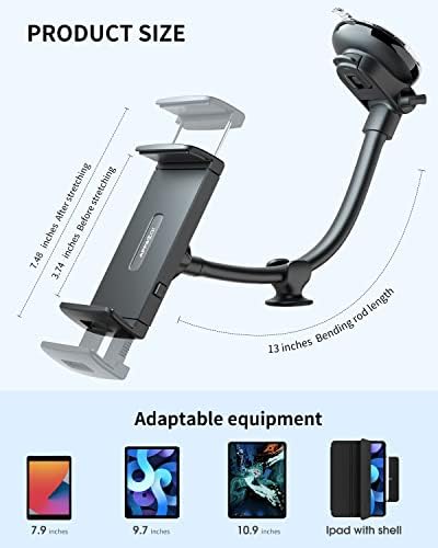 Ultimate Gooseneck Tablet Car Mount – Versatile Suction Holder for 7-12.4 Inch Devices – Securely Fits i Pad & Samsung Tab – Effortless Hands-Free Navigation & Entertainment – Enhanced Stability for Safe Driving – Perfect for Daily Commutes & Road Trips